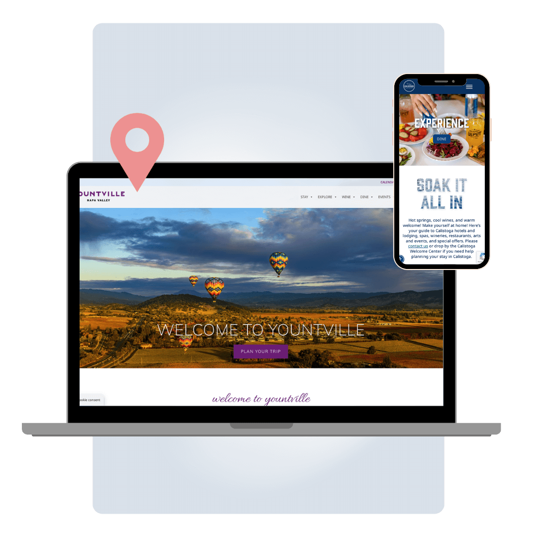 mcokup of computer and phone shwocasing destination websites